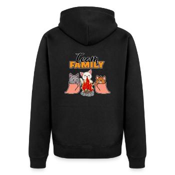 team family cat camping bachelorette - Unisex Premium Organic Zip Hoodie - black - Back - Nico (187cm)