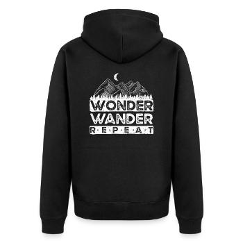 wandern berge natur berg wanderer trekking alpen - Unisex Premium Bio Zip Hoodie - Schwarz - Hinten - Nico (187cm)