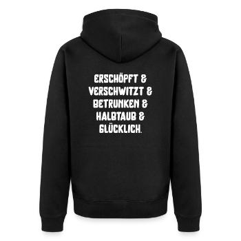 Festival Konzert betrunken Spaß Schrift - Unisex Premium Bio Zip Hoodie - Schwarz - Hinten - Nico (187cm)