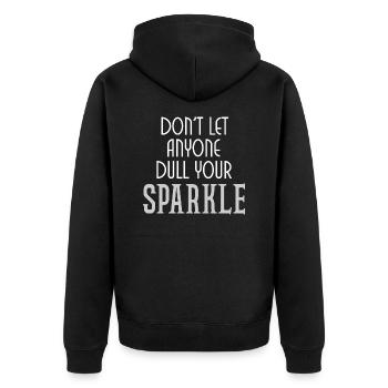 Stumpfen Sie Ihr funkelndes Zitat ab - Unisex Premium Bio Zip Hoodie - Schwarz - Hinten - Nico (187cm)