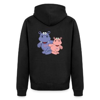 hippo hippo family friends family gift idea - Unisex Premium Organic Zip Hoodie - black - Back - Nico (187cm)