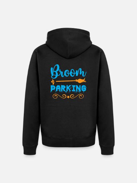 Broom parking - Halloween humor - Unisex Premium Organic Zip Hoodie - black