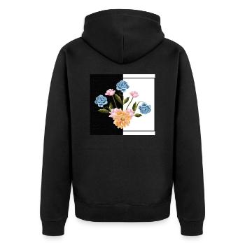 Floral dreams - Unisex Premium Bio Zip Hoodie - Schwarz - Hinten - Nico (187cm)
