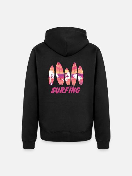 Surfing Surfboard Surfer Geschenksidee - Unisex Premium Bio Zip Hoodie - Schwarz
