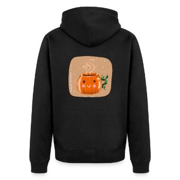 Tasse Kürbis - Unisex Premium Bio Zip Hoodie - Schwarz - Hinten - Nico (187cm)