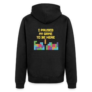 J'ai interrompu mon jeu pour être ici T-shirt esse - Veste à capuche bio Premium Unisexe - noir - Dos - Nico (187cm)