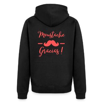 Design Moustache Gracias parfait pour un cadeau ! - Veste à capuche bio Premium Unisexe - noir - Dos - Nico (187cm)