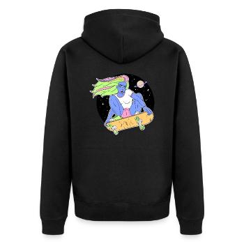 Skater girl extraterrestre dans l’espace - Veste à capuche bio Premium Unisexe - noir - Dos - Nico (187cm)