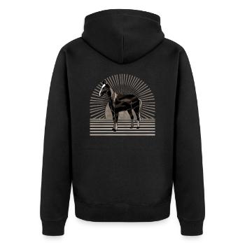 Pferd - Unisex Premium Bio Zip Hoodie - Schwarz - Hinten - Nico (187cm)