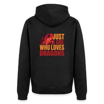 JUSTE UNE FILLE QUI AIME LES DRAGONS - Veste à capuche bio Premium Unisexe - noir - Dos - Nico (187cm)