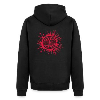 pizza thinks about me - Unisex Premium Bio Zip Hoodie - Schwarz - Hinten - Nico (187cm)