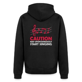 may spontaneously start singing - Unisex Premium Bio Zip Hoodie - Schwarz - Hinten - Nico (187cm)