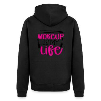 Makeup Is My Life - Unisex Premium Bio Zip Hoodie - Schwarz - Hinten - Nico (187cm)