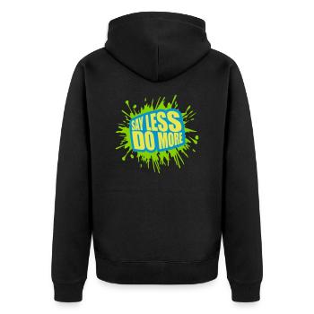 say less do more - Unisex Premium Bio Zip Hoodie - Schwarz - Hinten - Nico (187cm)