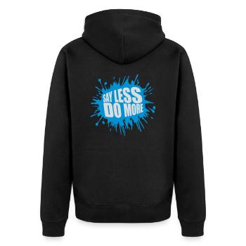 say less do more - Unisex Premium Bio Zip Hoodie - Schwarz - Hinten - Nico (187cm)