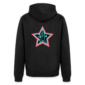 Star Stern - Unisex Premium Bio Zip Hoodie - Schwarz - Hinten - Nico (187cm)