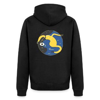 An unreal world apart - Unisex Premium Organic Zip Hoodie - black - Back - Nico (187cm)