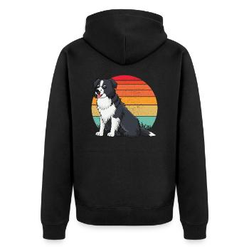 Border collie Retro 2 - Veste à capuche bio Premium Unisexe - noir - Dos - Nico (187cm)