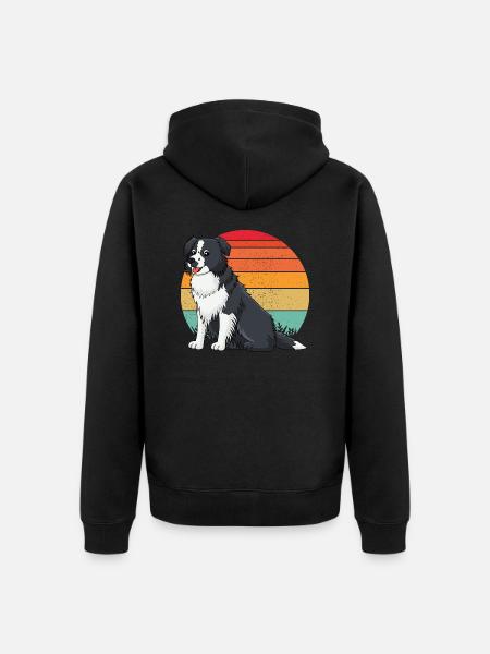 Border collie Retro 2 - Veste à capuche bio Premium Unisexe - noir
