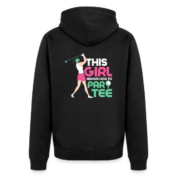 This Girl Knows How To Par Tee Golf Golfing - Unisex Premium Organic Zip Hoodie - black - Back - Nico (187cm)