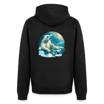 Polar bear chills with beer - Unisex Premium Organic Zip Hoodie - black - Back - Nico (187cm)
