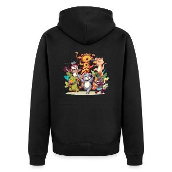 Les animaux en folie n°2 - Veste à capuche bio Premium Unisexe - noir - Dos - Nico (187cm)