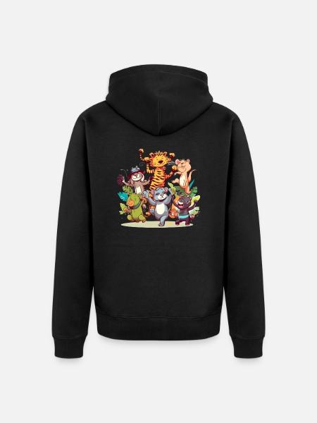 Animals in madness n°2 - Unisex Premium Organic Zip Hoodie - black
