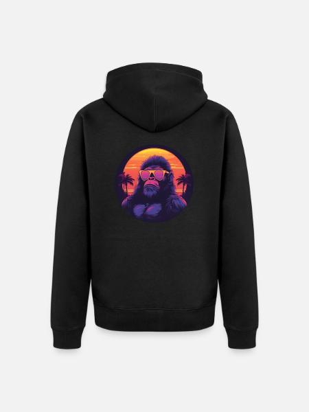 Synthwave gorilla Sunset - Veste à capuche bio Premium Unisexe - noir
