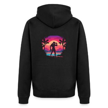 Boxeur Synthwave - Veste à capuche bio Premium Unisexe - noir - Dos - Nico (187cm)