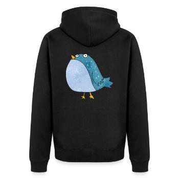 Vogel - Unisex Premium Bio Zip Hoodie - Schwarz - Hinten - Nico (187cm)