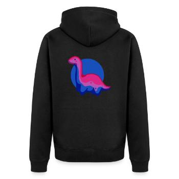 hugadino bi dino, cute dinosaur - Unisex Premium Organic Zip Hoodie - black - Back - Nico (187cm)