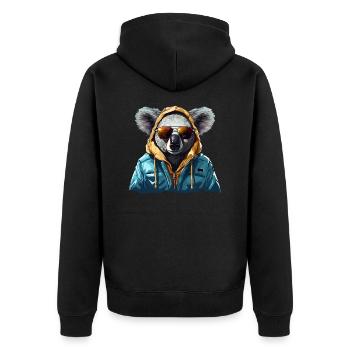 Streetstyle-Koalabär | Koala-Liebhaber - Unisex Premium Bio Zip Hoodie - Schwarz - Hinten - Nico (187cm)