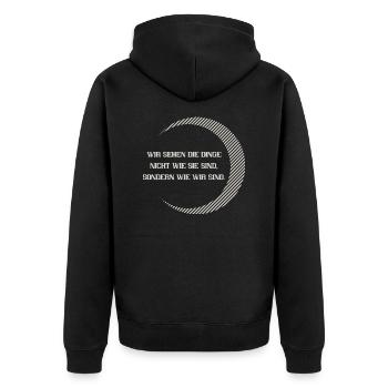 wir sehen - Unisex Premium Bio Zip Hoodie - Schwarz - Hinten - Nico (187cm)