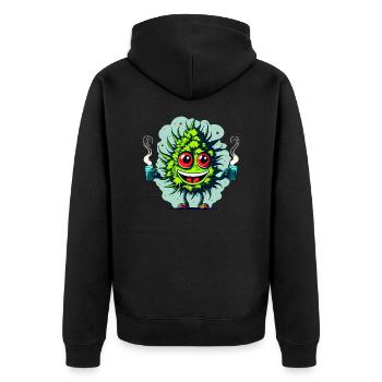 420 - Good Morning - Unisex Premium Bio Zip Hoodie - Schwarz - Hinten - Nico (187cm)