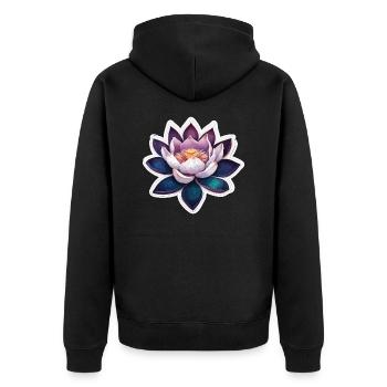 Lotusblüte / Seerose / Spiritualität / Blume - Unisex Premium Bio Zip Hoodie - Schwarz - Hinten - Nico (187cm)