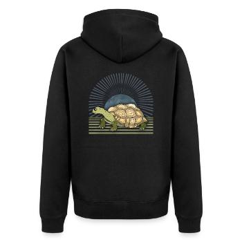 Schildkröte - Unisex Premium Bio Zip Hoodie - Schwarz - Hinten - Nico (187cm)