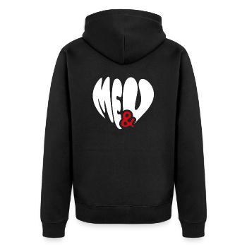 me & u <3 - Unisex Premium Bio Zip Hoodie - Schwarz - Hinten - Nico (187cm)