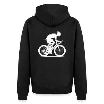 Prolog Rennrad - Unisex Premium Bio Zip Hoodie - Schwarz - Hinten - Nico (187cm)