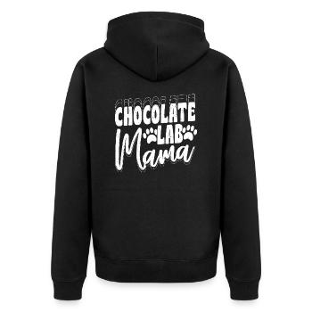 Chocolate Lab Mama Labrador Retriever Owner - Unisex Premium Bio Zip Hoodie - Schwarz - Hinten - Nico (187cm)
