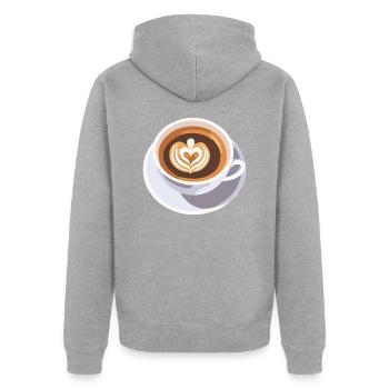 Café Frenchpress Cappuccino Latte Art - Veste à capuche bio Premium Unisexe - gris chiné - Dos - Nico (187cm)
