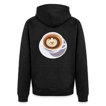 Coffee Frenchpress Cappuccino Latte Art - Unisex Premium Organic Zip Hoodie - black - Back - Nico (187cm)