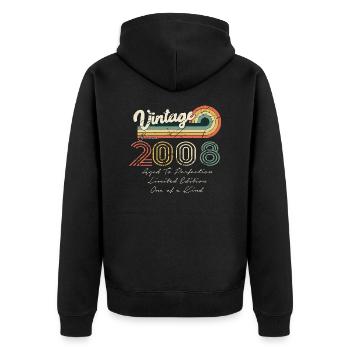 2008 Jahrgang Klassiker 2008 - Unisex Premium Bio Zip Hoodie - Schwarz - Hinten - Nico (187cm)