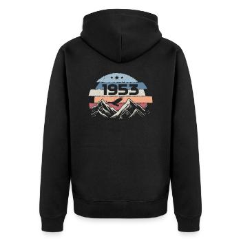 Original 1953 Jahrgang 1953 Geburtstag 1953 - Unisex Premium Bio Zip Hoodie - Schwarz - Hinten - Nico (187cm)