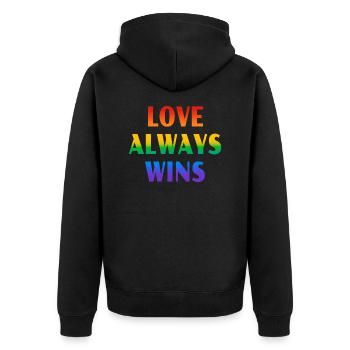 L’amour gagne toujours - Veste à capuche bio Premium Unisexe - noir - Dos - Nico (187cm)