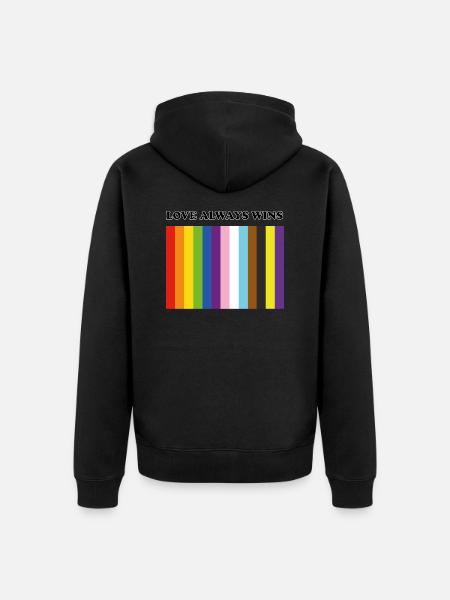 Love Always Wins Inclusive Pride Colors - Unisex Premium Organic Zip Hoodie - black
