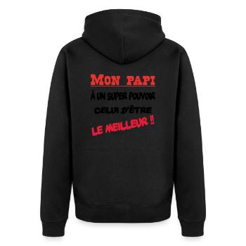 Mein Opa ist der Beste - Unisex Premium Bio Zip Hoodie - Schwarz - Hinten - Nico (187cm)