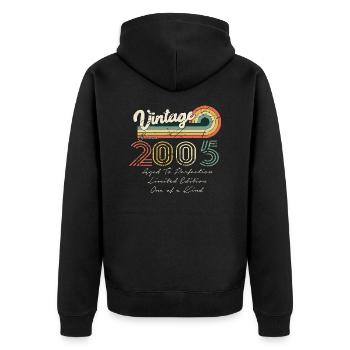 2005 Jahrgang Klassiker 2005 - Unisex Premium Bio Zip Hoodie - Schwarz - Hinten - Nico (187cm)