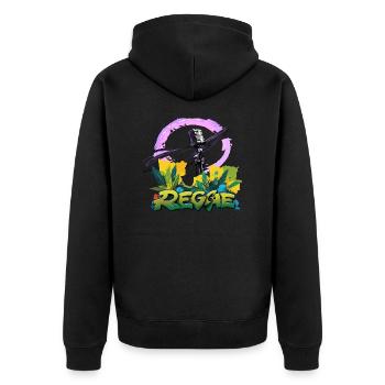 Reggae Mikrofon - Unisex Premium Bio Zip Hoodie - Schwarz - Hinten - Nico (187cm)
