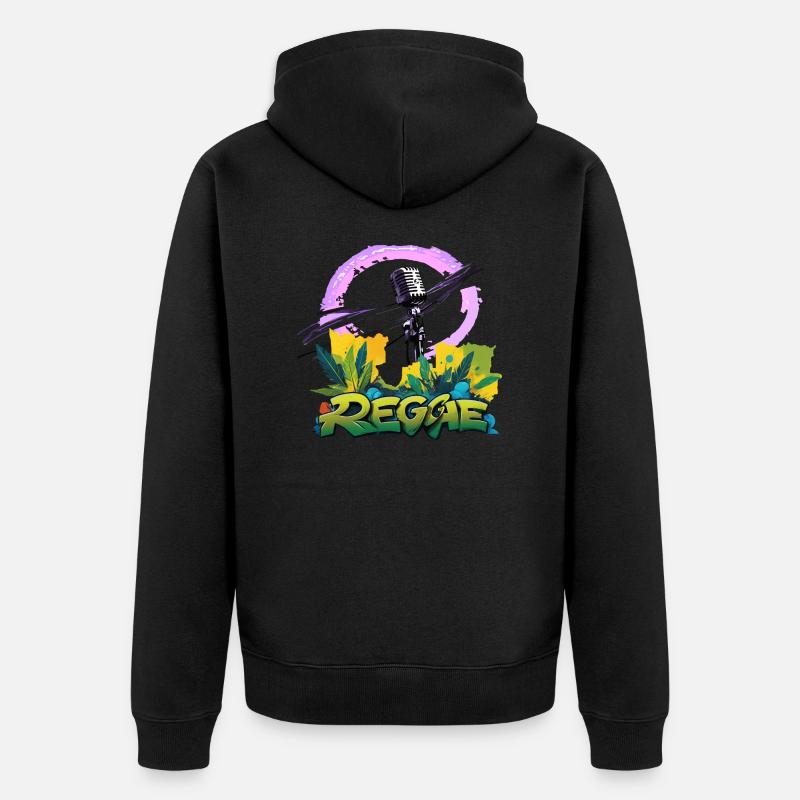 Reggae Mikrofon - Unisex Premium Bio Zip Hoodie - Schwarz