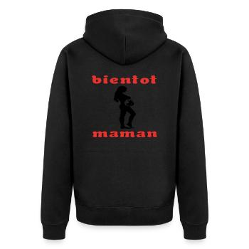 Bald Mutter 2 - Unisex Premium Bio Zip Hoodie - Schwarz - Hinten - Nico (187cm)